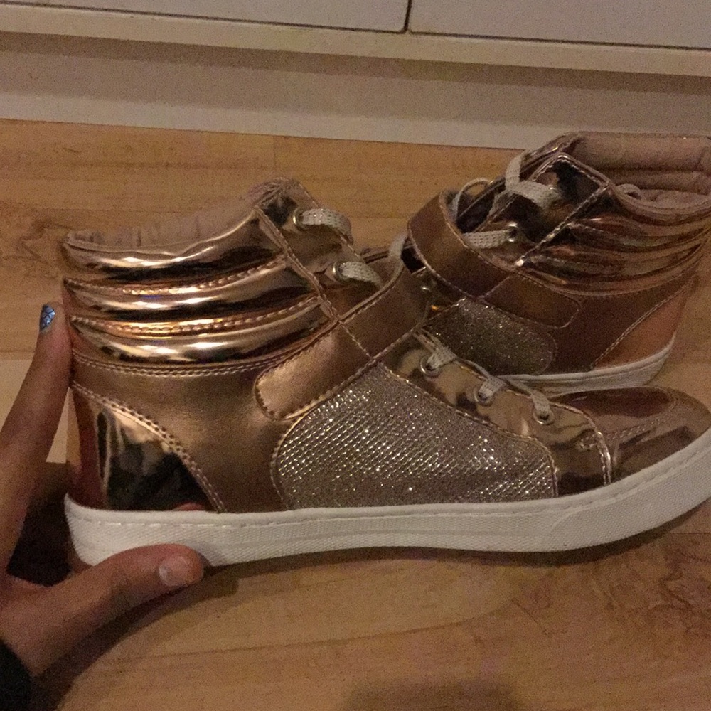 Rose Gold high top shoes
